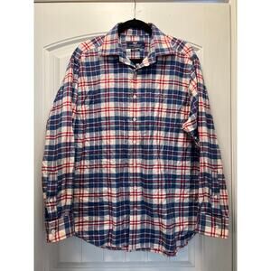 Vineyard Vines Men’s Button Down Plaid Flannel Style Casual Shirt Sz L Blue‎ Red